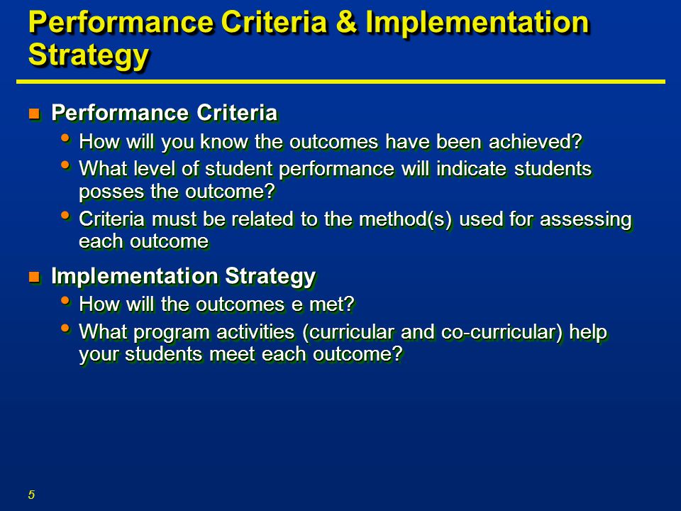 Strategic Management and Performance Criteria